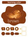 Learning color. Brown. Educational game for children. Color guide whit color name.